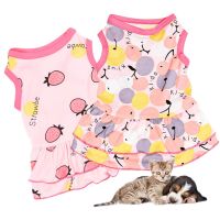 ZZOOI Summer Sweet Pet Princess Dress Cute Cherry Strawberry Pattern Pets Clothes for Cats Kitten Puppy Dog Costume mascotas Products