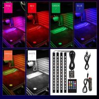 ▼✢ Car Foot Ambient Strip Interior Lights With USB Wireless Remote Music Control Floor Atmosphere Decorative Lamp Cigarette Lighter