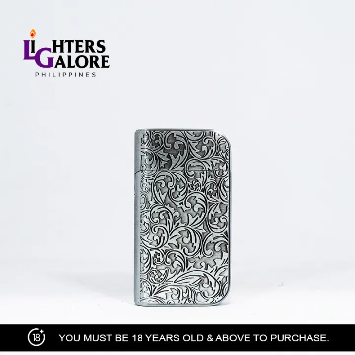 Lighters Galore DOUBLE FLAME 23 (ENGRAVED ARTISTIC LEAVES, SILVER