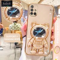 AnDyH Casing For Samsung A51 4G A71 4G Phone Case Cute 3D Starry Sky Astronaut Desk Holder with lanyard