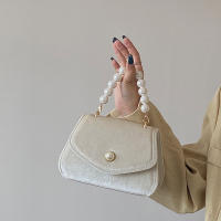 QianXing Shop Retro Pearl Hand-Held Small Square Bag Women S New Suede Chain Evening Bag Messenger Shoulder Bag