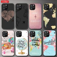 Airplane Map Travel Phone Case For iPhone 11 12 13 14Pro Max Mini Cover iPhone X XR XS MAX 7 8 6 6S Plus SE2020 Soft TPU Funda  Screen Protectors