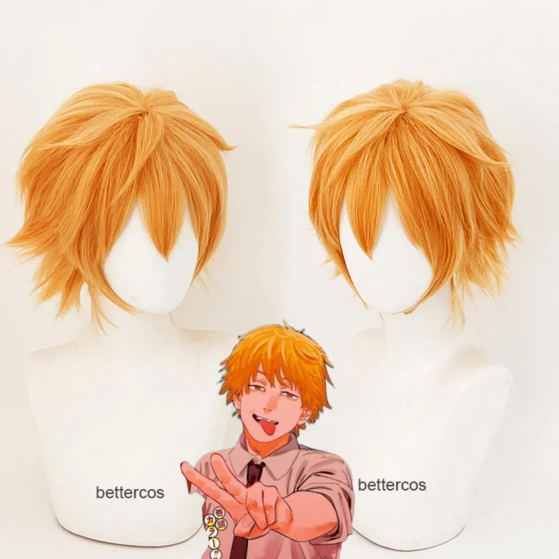 Chainsaw Man Denji Cosplay Costume Wig Mens Anime Halloween Golden Short  Hair