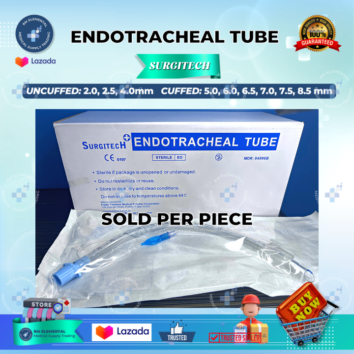 SURGITECH Endotracheal Tube STERILE CUFFED & UNCUFFED, 2.0, 2.5, 4.0, 5 ...