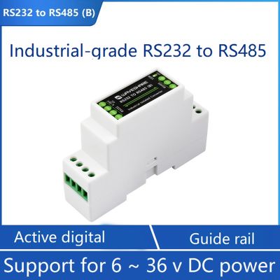 Waveshare Industrial Rail Type RS232 to RS485 Converter 300-115200Bps Active Digital Isolation Wide Voltage