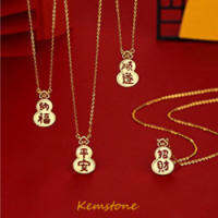 Kemstone S925เงินสเตอร์ลิงเป็นมงคลสัญลักษณ์ที่ราบรื่นสร้อยคอจี้น้ำเต้าเมฆมงคลของขวัญเครื่องประดับปีใหม่สำหรับผู้หญิง