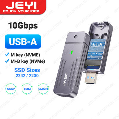 JEYI M.2 NVMe Enclosure, USB-A ปลั๊กยูเอสบี USB 3.2 10Gbps ในสายอลูมิเนียม2242 2280 SSD เคสป้องกันเคสที่มีแม่เหล็ก