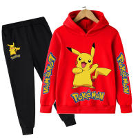 2Pcs Spring Autumn Cotton Children Clothing Pikachu Hoodies +Pants Sets Baby Boys Clothing Suit Kids Clothing Boys Sets Clothes