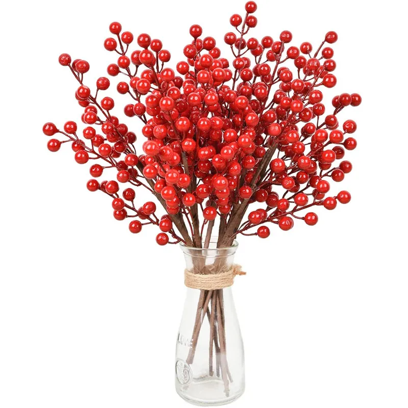 3pcs Artificial Red Berry Stems, Red Berries For Crafts Christmas Holly  Berry Branches, Fake Burgundy Berry Picks Holly Berries For Christmas Tree  Hol