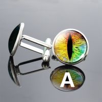 【☂】 Sky Joy Evil Eyes Art Picture Glass Alloy Cufflinks Men Suit Shirt Cuff Links Cat Dragon Owl Eyes Buttons Gift For Friends