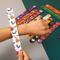 5/10pcs Halloween Slap Bracelet Cartoon Skeleton Wrist Strap Christmas Kid Friendship Couples Bracelets Cosplay Party Decoration