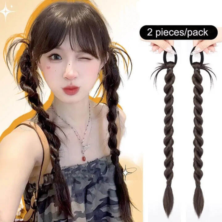 1Pair/Pack 60cm Twisted Braids Boxing Braids Two Braids Wig Ponytail
