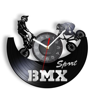 ใหม่นาฬิกาแขวนผนังมอเตอร์ครอสจักรยานวิบากทำจากแผ่นเสียงแท้ BMX เอ็กซ์ตรีมสปอร์ตวินเทจเรืองแสงนาฬิกางานฝีมือแผ่นดิสก์