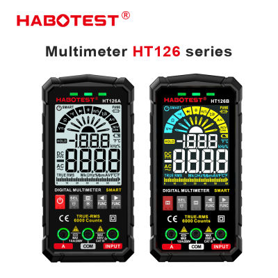 HABOTEST HT126 สมาร์ทดิจิตอลมัลติมิเตอร์ 6V-600V / 6000 นับ DC AC แอมป์มิเตอร์เครื่องมือไฟฟ้าระดับมืออาชีพดิจิตอลมัลติมิเตอร์การวัดอัตโนมัติและการบำรุงรักษาความปลอดภัยไฟฟ้า