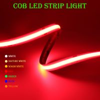 เทปยืดหยุ่นแถบ LED COB ส่องแสงเป็นเส้นตรงความหนาแน่นสูง480/528 LED/m มีความยืดหยุ่นขาวอบอุ่นเป็นธรรมชาติสีแดงสีน้ำเงินสีเขียวของตกแต่ง DC12โคมไฟ LED แถบ24V