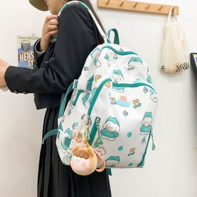 กระเป๋าเป้กระเป๋านักเรียนของเด็กผู้หญิงพิมพ์ลายนักเรียนม.ปลายสำหรับนักเรียนนักศึกษาวิทยาลัยโรงเรียนประถมใหม่2023ลายการ์ตูนรูปหมี