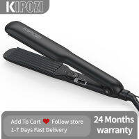 KIPOZI Hair Crimper 1.5 Inch with Circular Arc R-Shaped Angle Plates PTC Heater 30S Fast Heat Up for Curling