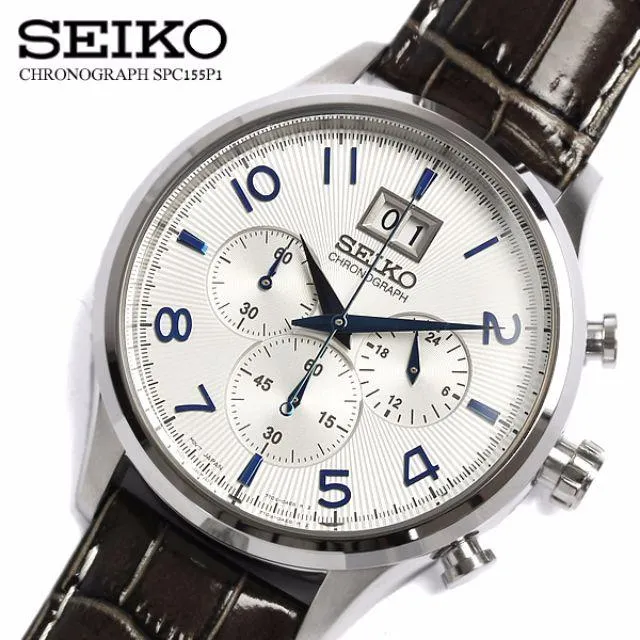 BNIB SEIKO CHRONOGRAPH BIG DATE MENS DRESS WATCH WHITE DIAL & BLUE INDEX  PAIRED ON LEATHER STRAP SPC155 SPC155 SPC155P1 | Lazada Singapore