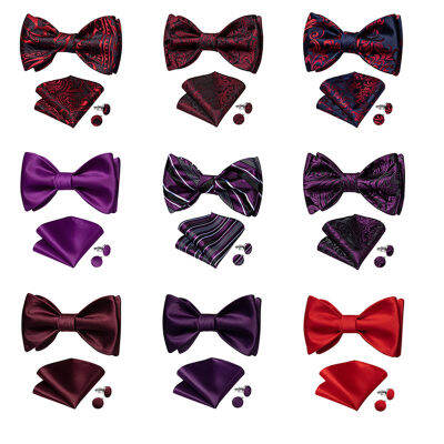 R Bowtie สำหรับชาย Self-Ties ชุดประณีต Cravat Mens Bow Tie อุปกรณ์เสริม Burdy ไวน์แดงสี Paisley โบว์ผีเสื้อของขวัญ