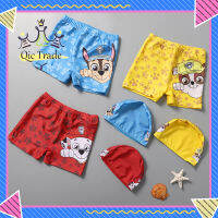 【จัดส่งที่รวดเร็ว✨】2pcs/set For 1-12 Years Old Boy Polyester Swimming Trunks Cartoon With Swimming Cap Swimming Set