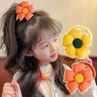 Children Plaid Flower Hair Rope Sunflower Elastic Hair Bands Sweet Girls High Ponytail Princess Headdress Kids Hair Accessories Cups