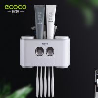 Ecoco เครื่องบีบยาสีฟันแปรงสีฟันยาสีฟันแบบติดผนังห้องน้ํา