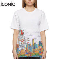 iCONiC CITY SIDE ROBOT T-SHIRT #5414 เสื้อยืด พิมพ์ลาย หุ่นยนต์ หันข้าง วิวเมือง เสื้อยืดแฟชั่น เสื้อยืดสีขาว เสื้อยืดผญ เสื้อยืดผช เสื้อยืดลาย