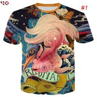 HX ญี่ปุ่น kimono สไตล์ Ukiyo-E Cool 3D พิมพ์ผู้ชายผู้หญิงแฟชั่น Casual T เสื้อฤดูร้อน Graphic Tees Tops streetwear