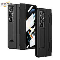 KISSCASE เคสโทรศัพท์บานพับเกราะป้องกันด้วยไฟฟ้าสีทึบสำหรับ Samsung Galaxy Z Fold 4 5G เคสป้องกันหน้าจอกล้องเคส Galaxy กันกระแทกพับ3 Fold4ปลอก Fold3