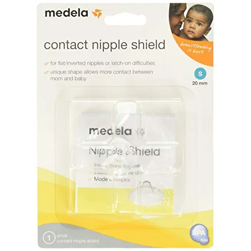 Medela Contact Nipple Shield for Breastfeeding, 20mm Small Nippleshield,  For Latch Difficulties or Flat or Inverted Nipples, 2 Count with Carrying