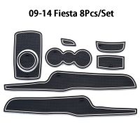 NEW 8pcs/set 2009-2014 Ford Fiesta Car Door Slot Mat Auto Interior Rubber Anti-Slip Gate Groove Pad Cup Holders Waterproof Dustproof Non-slip Mat 99