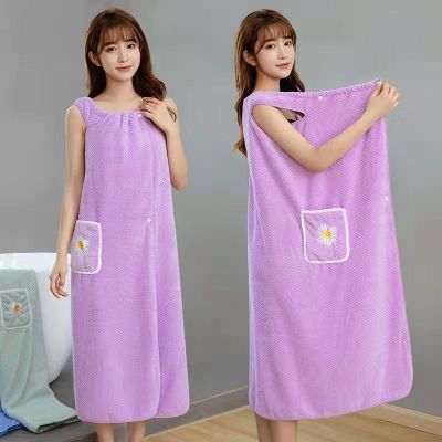 ▪ Bath Towel Household Women Wearable Wrap Adults Absorb Water Pure Cotton Dry Hair Skirt Long Style Bathroom Washable Bathrobe