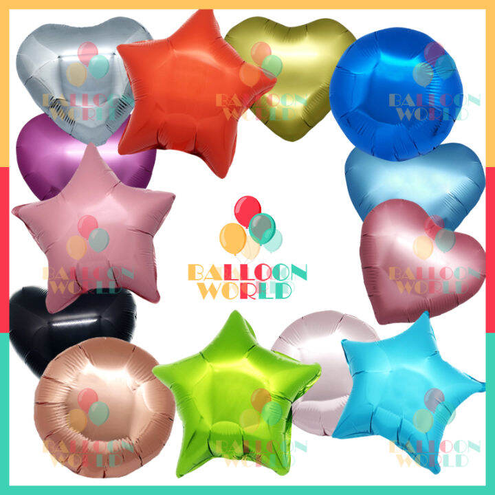 BALLOON WORLD Foil Balloon Belon 10 Inch Plain Round / Star / Love ...