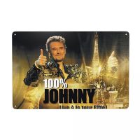 วินเทจจอห์นนี่ Hallyday โลหะโลโก้ที่กำหนดเองฝรั่งเศสร็อค Tin Plaques ประตูการ์เด้นบาร์ตกแต่งบ้าน 12x8inch 20 * 30 ซม