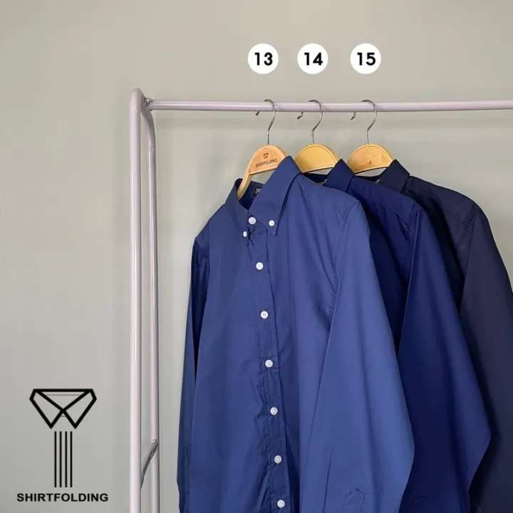 shirtfolding-เสื้อเชิ้ต-เสื้อเชิ้ตคอตตอน-asher-cotton-แขนยาวคอปก-สีน้ำเงิน-สีกรม-สีกรมเข้ม