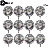 12pcs 10 นิ้วลูกโป่งดิสโก้สำหรับ 70S DISCO PARTYตกแต่ง 4DรอบทรงกลมMETALLIC DISCO Ballบอลลูนวันเกิดงานแต่งงานDecors-mu xuan trade