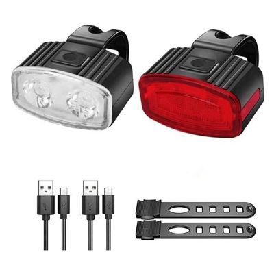 ✵۩ Night Riding Light Bicycle Safety Lamp Taillight Waterproof USB Rechargeable LED Bike Light Set