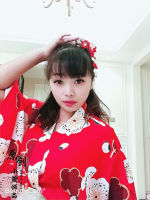 ญี่ปุ่น Hanfu kimono geisha Red SAKURA คลิปผมโบราณอุปกรณ์เสริมผมพัดลม Bell พู่ hairpin tsumami caugu headdress