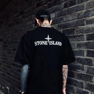 Letter Short Sleeve T-shirt Hip-hop Street Fashion Brand Loose Round Neck Mens Summer Island