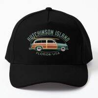 Hutchinson Island Florida Vintage Surfin Baseball Cap Hat Boys Outdoor Solid Color Sport Bonnet Sun Black Spring
 Mens Summer