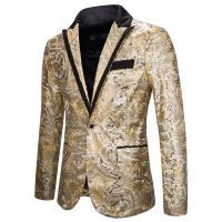 ZZOOI Shiny Gold Sequin Glitter Suit Blazer Men 2022 Brand Notched Lapel One Button Blazer Jacket Men Stage Clothes for Singers XXL