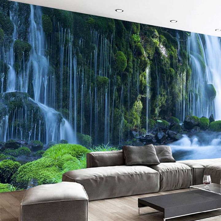 Custom Waterfall Landscape natural scenery 3D Photo Wallpaper Mural,living  room tv wall bedroom wall papers home decor sticker | Lazada
