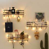 【YF】 Wood Wall Coration Plank Lift-up Man For Bedroom Living Room Bathroom Organizer Driving Metals Wire Display Board Kitchen Shelf