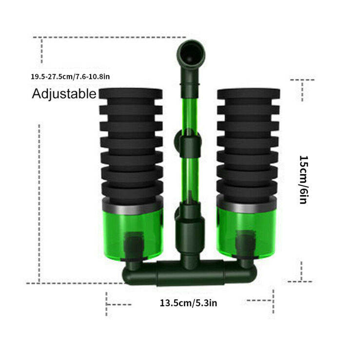หัวคู่กรองน้ำพิพิธภัณฑ์สัตว์น้ำตู้ปลาฟองน้ำกรองน้ำปั๊มลมตู้ปลาทำความสะอาดกรองพิพิธภัณฑ์สัตว์น้ำอุปกรณ์เสริม