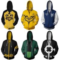 CODTheresa Finger TRAFALGAR LAW Hoodie 3D Printed Casual Hooded One Piece Sweater Luffy Jacket Japanese Anime Cosplay Coat