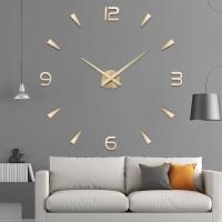 ZZOOI Large 3D DIY Wall Clock Decor Sticker Mirror Frameless Large DIY Wall Clock Kit for Home Living Room Bedroom Office Decoration