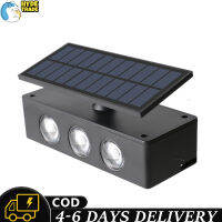 Lampu Solar Dinding Led กันน้ำความสว่างสูงขึ้นลงหลอดไฟพลังงานแสงอาทิตย์กลางแจ้งสำหรับลานสวนสนามหญ้าสวนสาธารณะ