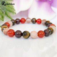 Ruberthen Leo สร้อยคอต่างหูหินตาเสือ Sunstone Garnet Carnelian คริสตัลเครื่องประดับของขวัญวันเกิด