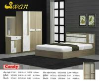 Raminthra Furniture  ชุดห้องนอนswan 5ฟุต สีโซลิดขาว(+ที่นอนสปริง5ฟุต) Bedroom Set