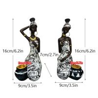 2 Pcs/Set Resin African Black Womens Exotic Figurines Small Candlestick Table Decoration Statue Home Bedroon Proch Decor Items
